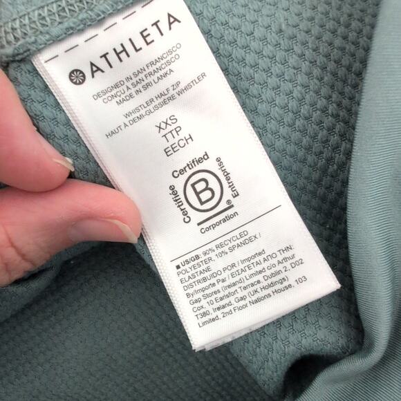 Athleta Whistler Half Zip Long Sleeve XXS - Blue Mint Athletic Running Workout - Picture 5 of 10